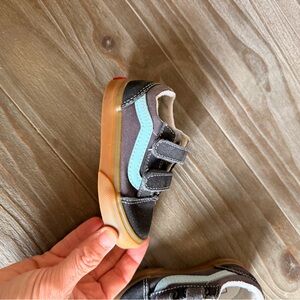 Vans Kids Black and Light Blue Sneakers